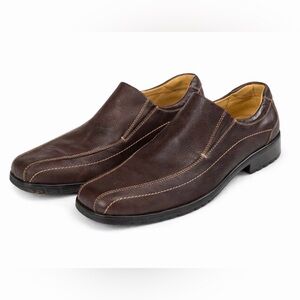 Sandro Moscoloni Men Brown Leather Slip On Dress Shoes S 11D Square Toe Comfort